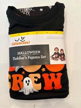 Toddler Halloween 'CREW' Pajama Set - Black & Orange